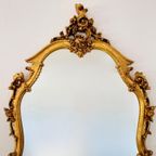 Vintage Italiaanse Barok Consoletafel En Kuifspiegel Met Marmeren Blad 1950's thumbnail 9