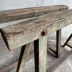 2 Industriële Houten Schragen Uit Jaren 40 thumbnail 3