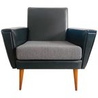 Mid-Century Deens Design Fauteuil Zwart Skai 1960’S thumbnail 3