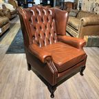 Prachtige Engelse Chesterfield Oorfauteuil Rood Bruin thumbnail 3