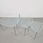 Set 3 Mid-Century Nesting Bijzettafels Glas Chrome Italy ´60 thumbnail 11