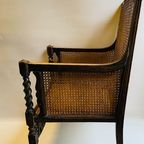 Antiek Eiken Fauteuil Met Rotan Webbing Zitting Uit 19E Eeuw thumbnail 6