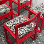 Vintage Rode Stoelen Met Panterstof thumbnail 6