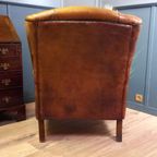 Karakteristieke Vintage Schapenleren Oorfauteuil thumbnail 11