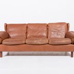 1970’s Danish Modern Cognac Leather Wing Sofa thumbnail 4