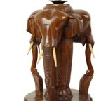 Grote Massief Teak Olifanten Lamp Vintage Tafellamp Sixties thumbnail 12