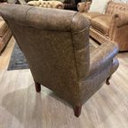 Stoere Engelse Chesterfield Lounge Fauteuil In Vintage Leer Nieuwstaat thumbnail 5