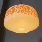 Vintage Melkglazen Opaline Hanglamp Met Florale Print thumbnail 12