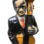 Retro Vintage Beeld Muzikant Met Contrabas thumbnail 3