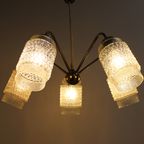 Vintage Plafondlamp, Kroonluchter - Jaren '60, Messing, Glas thumbnail 8