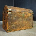 Brocante Zweedse Bruidskist – Leder – 19E Eeuws thumbnail 2