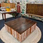 Verrijdbare Vintage Salontafel Palissander Chroom Wieltjes thumbnail 8
