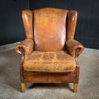 Vintage Schaapsleren Wingback Fauteuil thumbnail 3