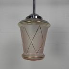 Art Deco Hanglamp Met Roze Glazen Kap, Jaren 30 thumbnail 4