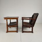 Pair Of English Antique Jacobean Monk Armchairs / Tables By F. Parker & Sons Ltd thumbnail 5