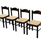 Set Van 4 Donkerbruine Houten Stoelen Jaren 70 Minimalist thumbnail 9