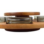 Digsmed - Lazy Susan / Serving Tray - Teak Wood And Smoked Glass - 1950’S Scandinavian Design thumbnail 6