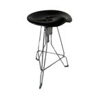 Yasu Sasamoto- Dulton - Industrial Vintage Bar Stool With Tractor Seating, Model Clipper Ii - Bla thumbnail 4