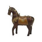 Vintage Houten Paard Belegd Met Koper Messing Beeld Sculptuur India 26Cm thumbnail 8