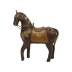 Vintage Houten Paard Belegd Met Koper Messing Beeld Sculptuur India 26Cm thumbnail 11