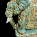 Vintage Design Tafel Olifant (en) Salontafel, Sidetable Olifanten Van Keramiek Zeegroen En Turquoise. thumbnail 13