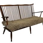 Vintage Houten Bankje Jaren 60 Hout Design Sofa Retro thumbnail 4