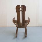 Brutalist Rocking Chair In Solid Oak By De Puydt, 1970S thumbnail 5