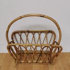 Vintage Mid Century Bamboe Krantenbak Lectuurbak Tijdschriftenrek 80 thumbnail 2