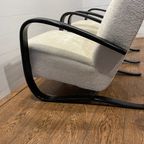 Set Van 2 Jindrich Halabala H269 Loungestoelen Wit Bouclé thumbnail 7