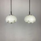 Pair Of Two Frosted Glass Artichoke Pendant Lights By Peill And Putzler 1970 thumbnail 4