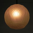 Art Deco Hanglamp Met Ronde Bol Met Geometrische Patronen, Jaren 30 thumbnail 6