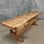 Antieke Werkbank Sidetable Keukeneiland 19E Eeuws 250 Cm thumbnail 2