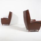 Pair Of Italian Wingback Lounge Armchairs Model 512 By Gio Ponti, 1950’S thumbnail 5