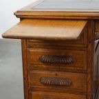 Klassiek En Functioneel Groot Antiek Bureau/ Partner Desk In Engelse Stijl thumbnail 8