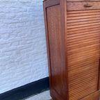 Eiken Rolluik Archiefkast Met Originele Schuifbakken, 113 Cm Hoog thumbnail 2