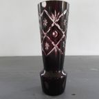 Antieke Ruby Red Bohemian Vaas Kristal thumbnail 8