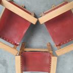 Brutalist Vintage Massief Eiken Stoel Arts & Crafts Leer thumbnail 20