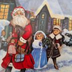 Kerst Bord Kerstman Met Kinderen 20 Cm thumbnail 3