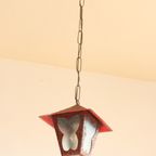 Amsterdam School Style Butterfly Lantern In Hammered Sheet Metal And Glass, 1940S thumbnail 6