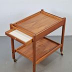 Vintage Erik Gustafsson Bar Cart Pine Wood Zweden 60 Barcart thumbnail 9