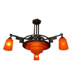 Art Deco Hanglamp Met Glazen Schaal En 3 Kelkjes, Jaren 30 thumbnail 9