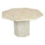Vintage Achthoekige Eettafel Travertin Natuursteen Italië Jaren 70 thumbnail 14