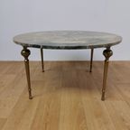 Vintage Hollywood Regency Salontafel Koffietafel Met Marmer Onyx Blad thumbnail 16