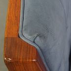 Geweldige Schuitema Art Deco Design Bank Met Mooie Blauwe Nubuck Lederen Bekleding thumbnail 18