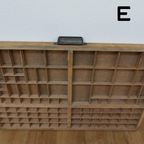 Brocante, Bruine Antieke Houten Letterbak, Wanddecoratie E thumbnail 10