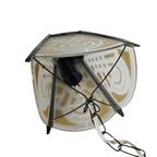 Amsterdams School Stijl - Lantaarn - Hanglamp - Glas - Messing - 1930's thumbnail 7