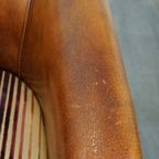 Set Van 2 Cognac-Kleurige, Karaktervolle Vintage Schapenleren Clubfauteuils thumbnail 10