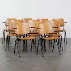Set Van 12 Vintage Jaren ’60 Dutch Design Marko School/kantine/eetkamerstoelen Met Armleuningen thumbnail 12