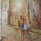 Schilderij Van Een Straat In (Waarschijnlijk) Parijs, Jaren 50 thumbnail 12
