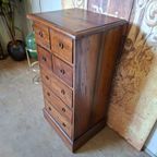 Klassiek Teakhouten Ladekastje, Apothekerskastje, Archiefkast Afm. 50x41 En 101cm Hoog. thumbnail 3
